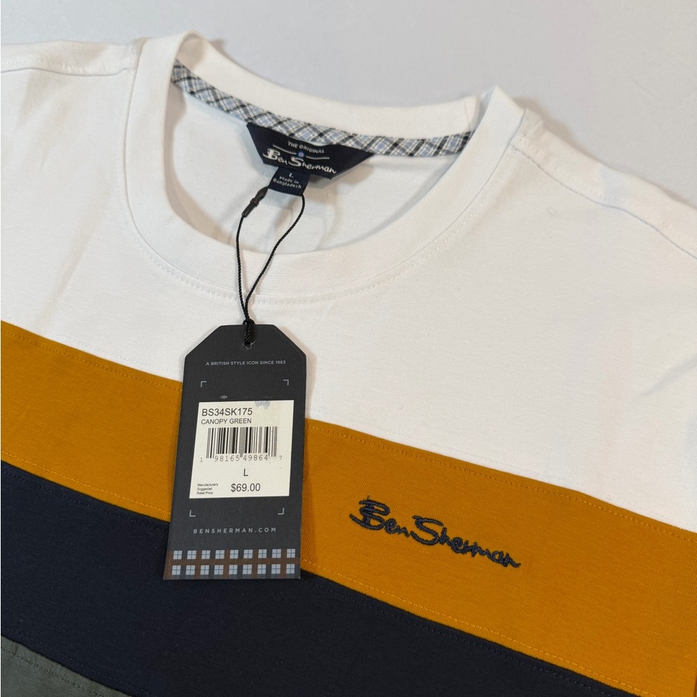 Ben Sherman Colorblock Tee - White, Gold, Black, Green - Picture 5 of 12